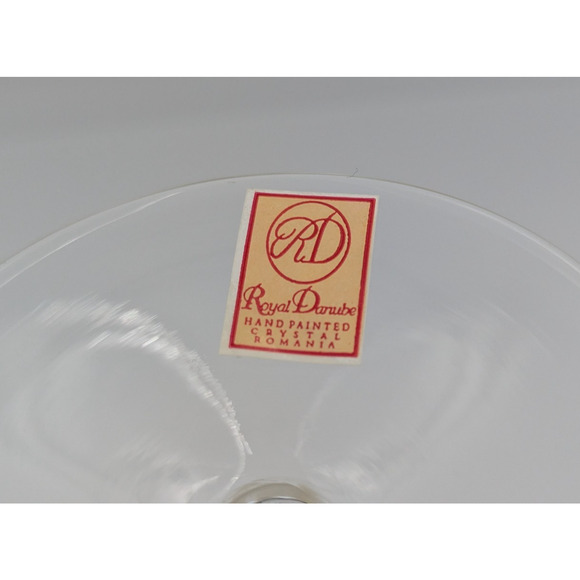 2 Royal Danube Etched Palm Tree Yellowish Luster Balloon Wine Glasses 9" Goblets - Picture 8 of 12